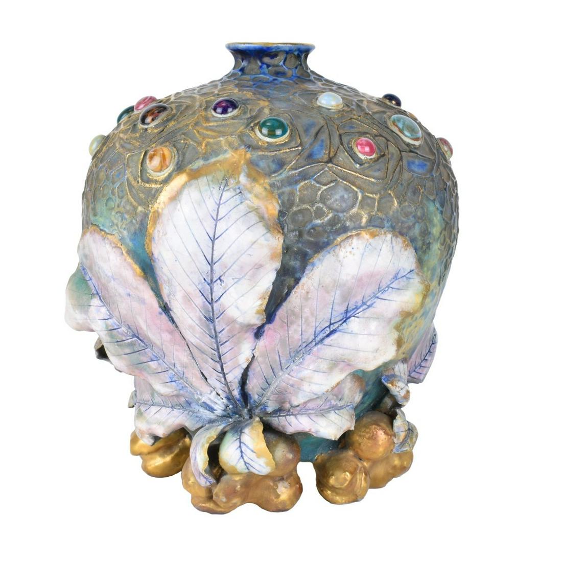 Amphora Art Nouveau Gres Bijou Chestnut Vase (1 of 5)