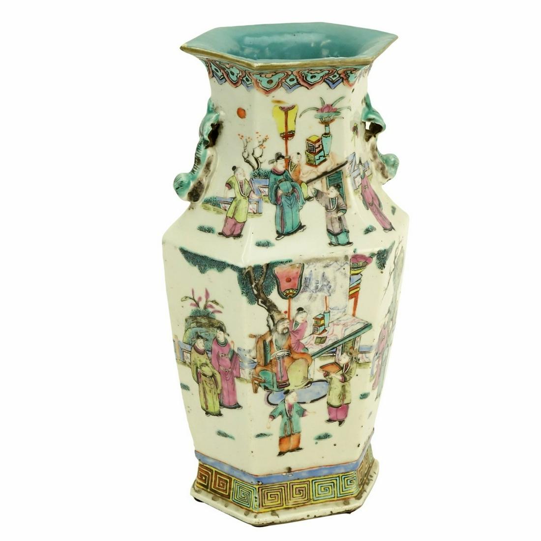 19C Chinese Hexagonal Porcelain Vase (1 of 5)