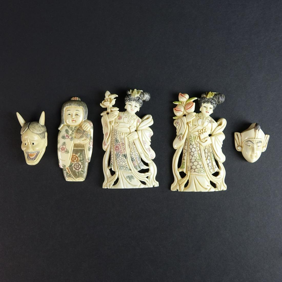 Five (5) Antique Oriental Carved Figurines (1 of 5)