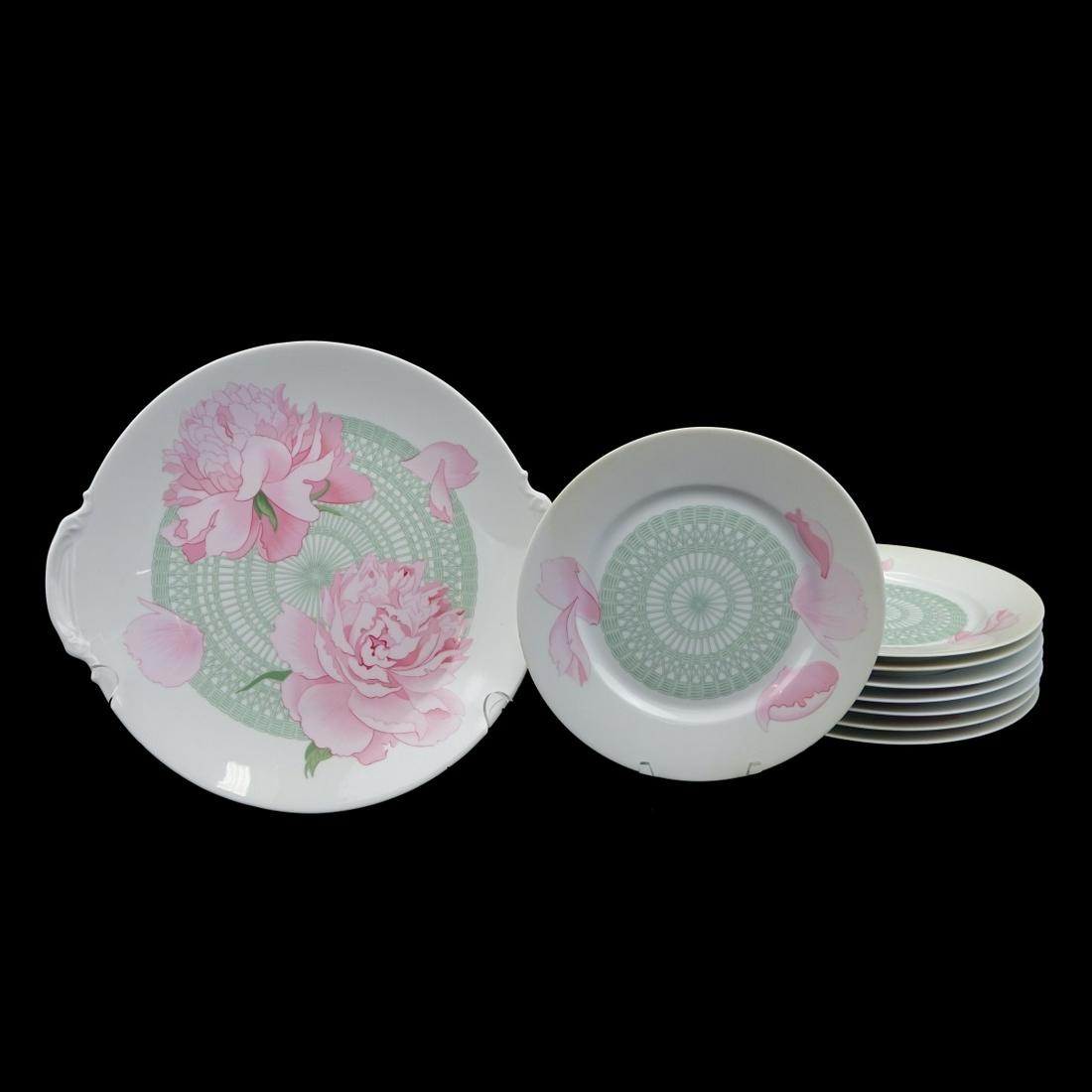 9 pcs Hermes Limoges Les Pivoines Dessert (1 of 3)