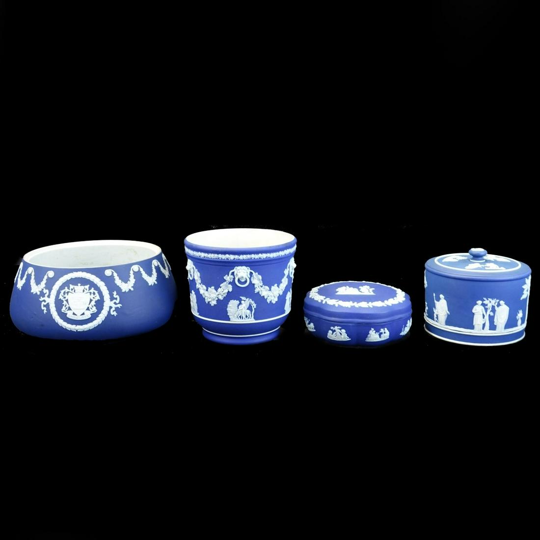 4 Antique Blue Jasperware Table Items (1 of 3)