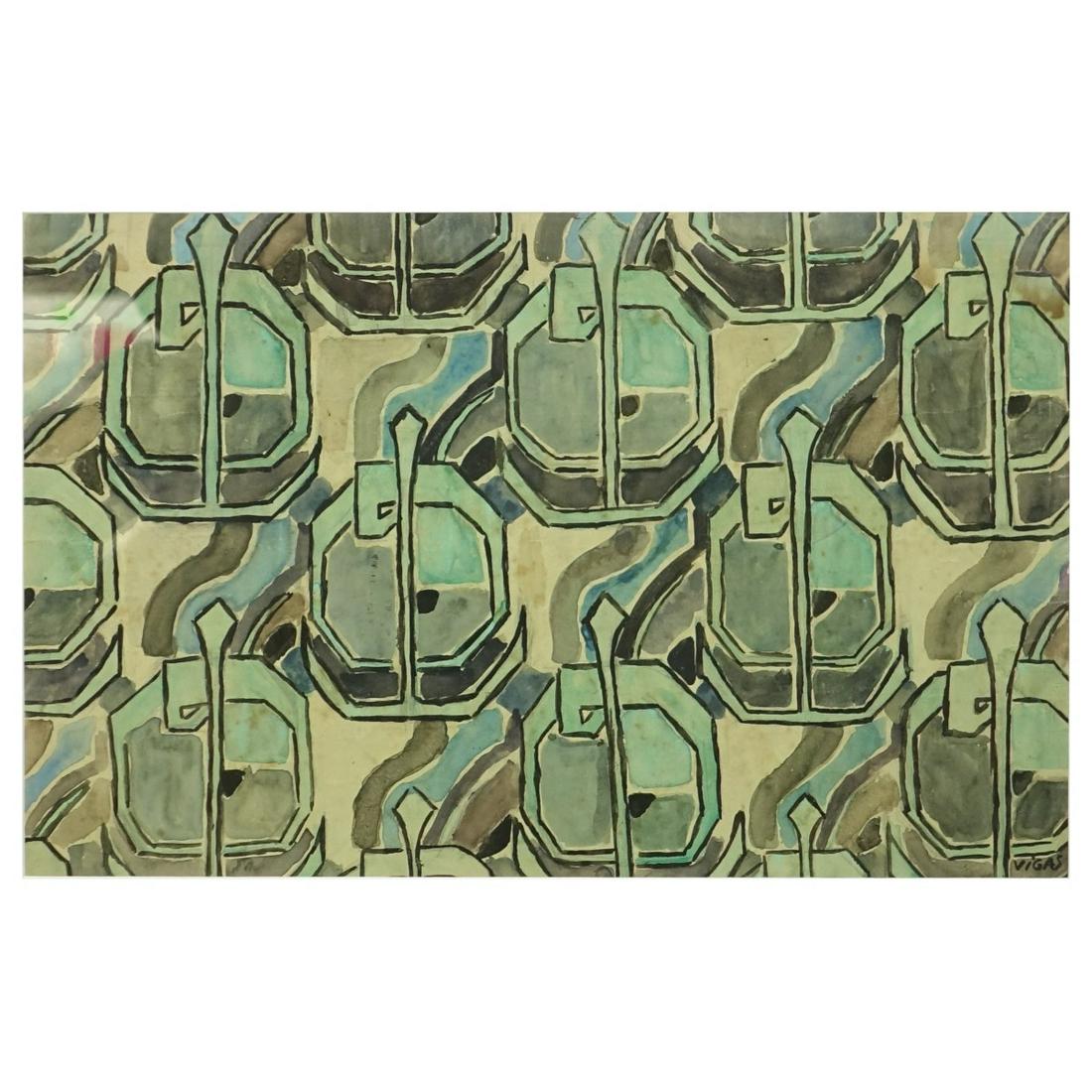 Possibly Oswaldo Vigas Watercolor (1 of 4)