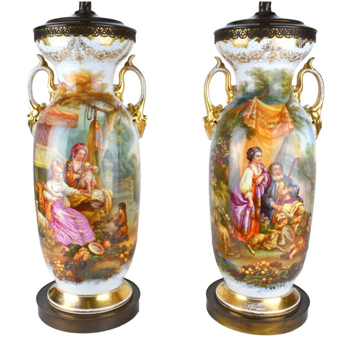 Old Paris Porcelain Vases as Lamps (1 of 9)