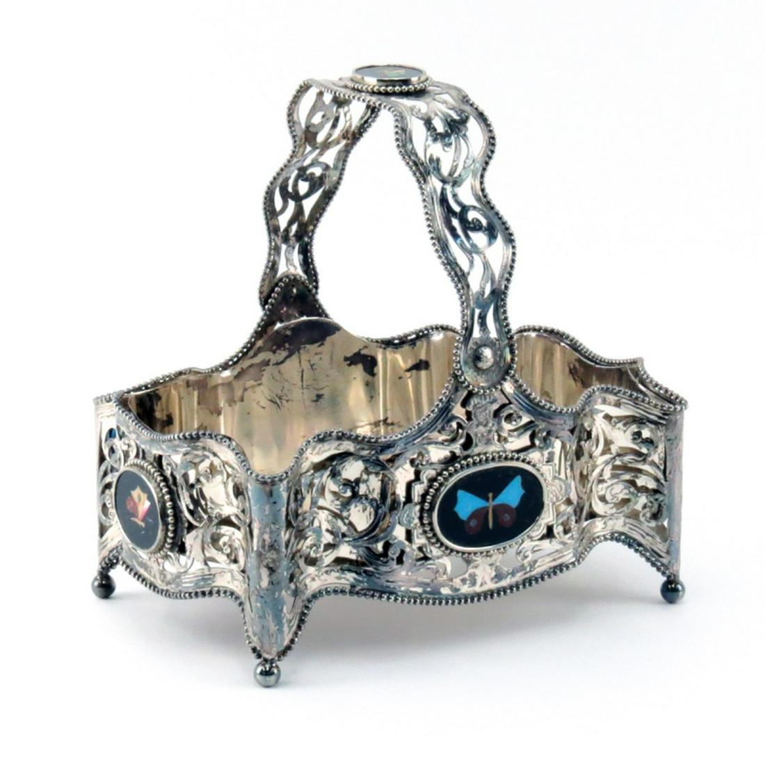 Silver Plate Basket with Butterflys (1 of 3)