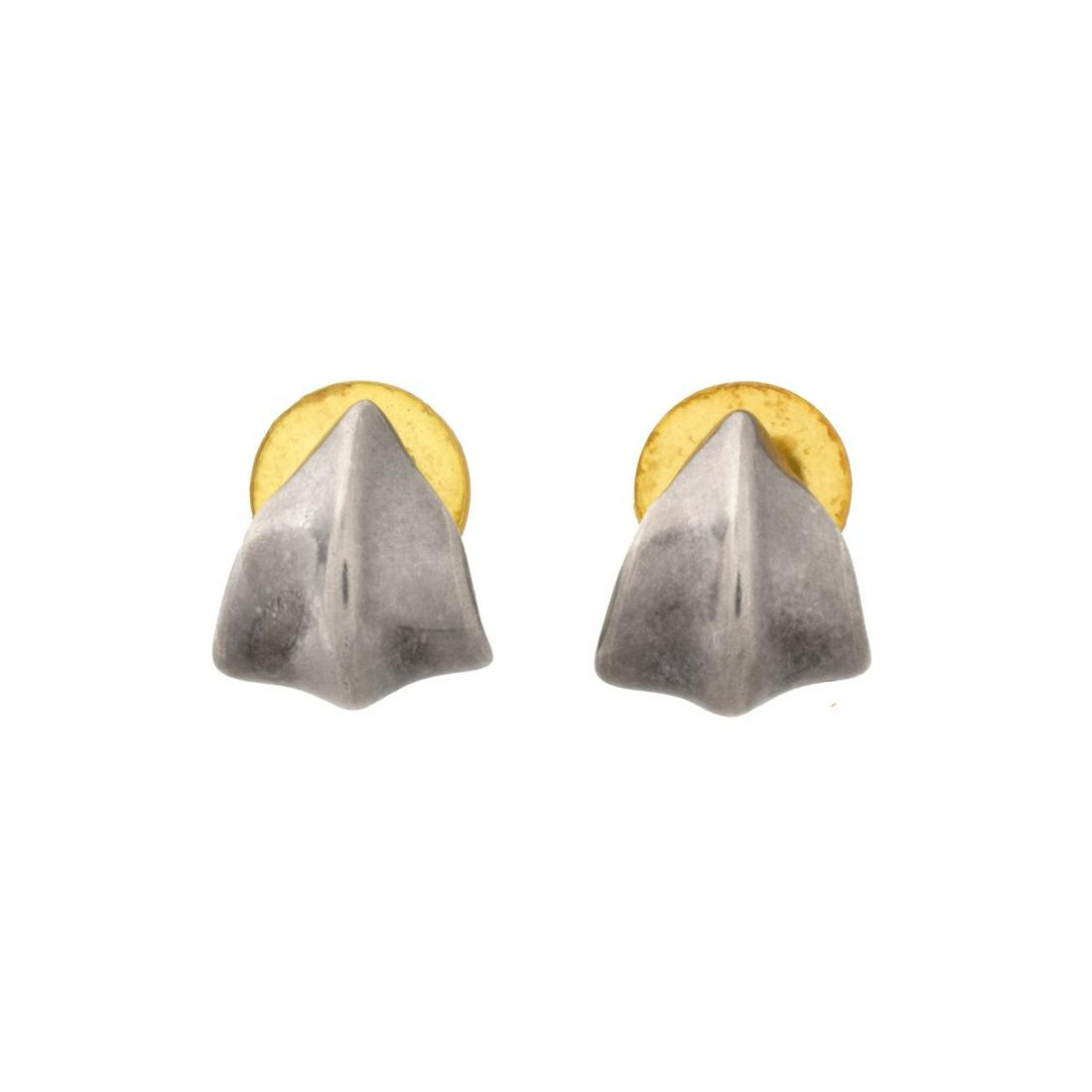 Tiffany & Co Sterling Earrings: Vintage Tiffany & Co Sterling Silver Earrings. Possibly Elsa Paretti. Stamped Tiffany & Co 925. Measure 5/8" x 1/2". Approx. weight: 7.0 grams. Condition: Good condition. Need cleaning. Estimate: $50.