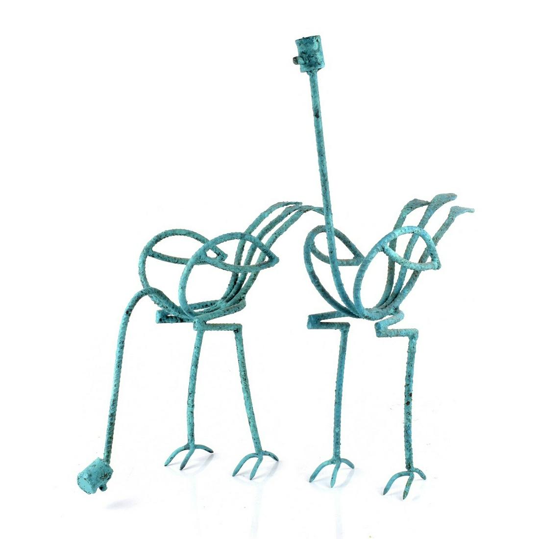 Two (2) Modern Painted Iron Bird Sculptures (1 of 5)