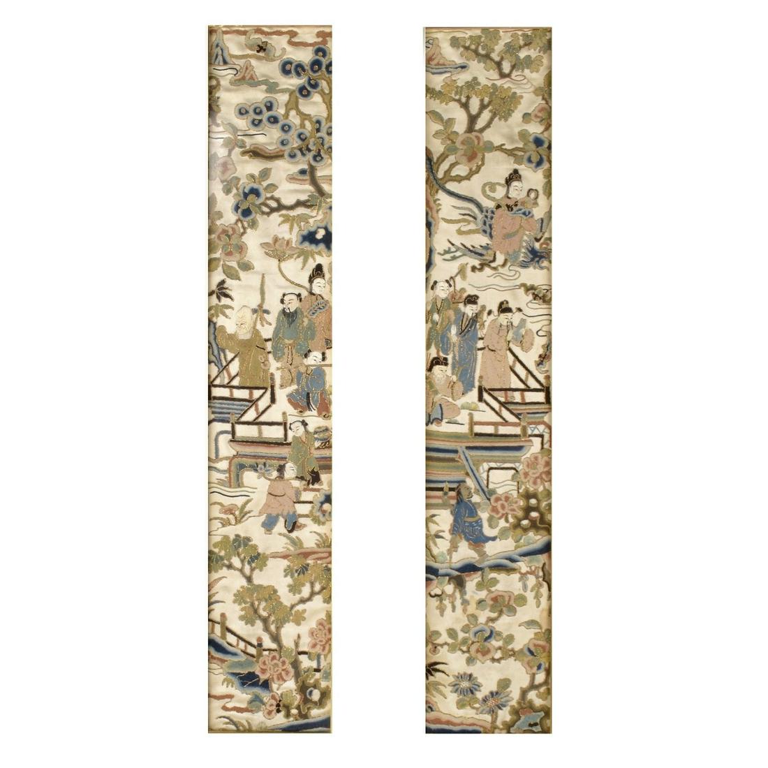 Pr Embroidered Chinese Silk Panels (1 of 3)