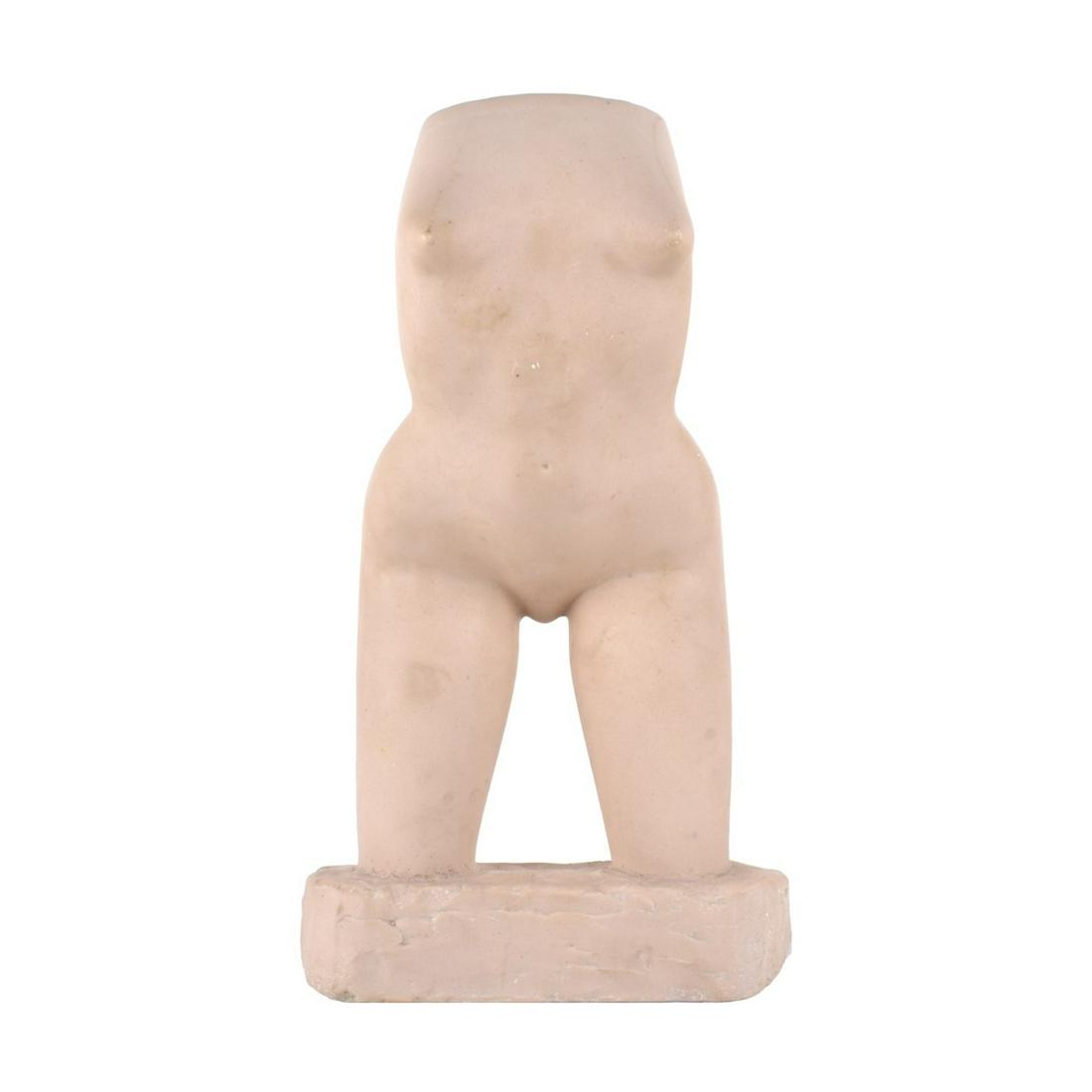 Larry Mohr, American (1921 - 2013): Larry Mohr, American (1921 - 2013) Clay Sculpture "M. Lou" (Nude Female Torso) Signed "LM", Titled, Numbered 4/18 and Dated 1981 on Obverse Side. Measures 15" H x 8-1/4" W. Provenance: Estate of Larry