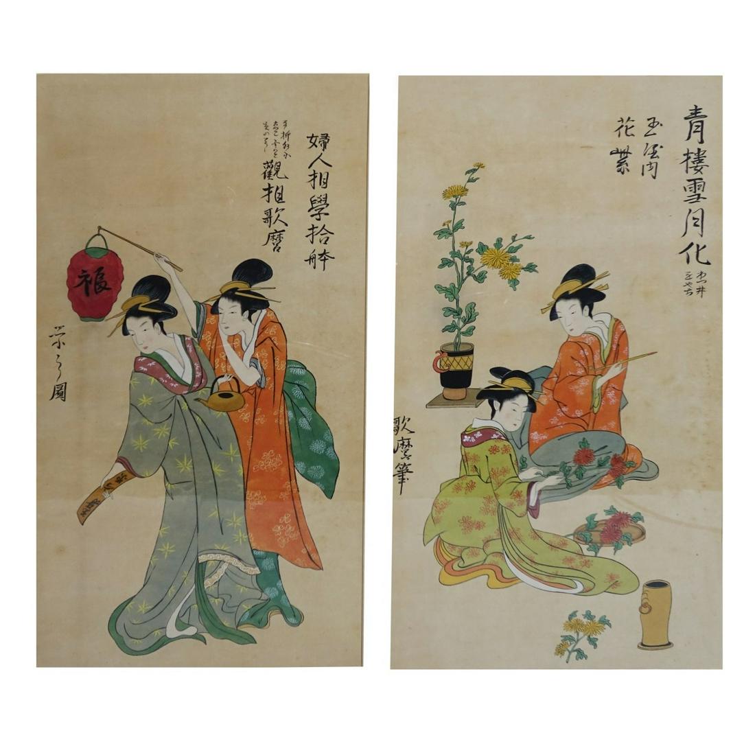 Pair of Japanese Scroll Paintings (1 of 3)