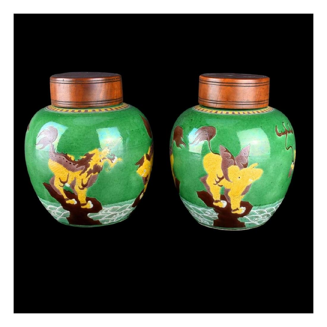 Pair of Chinese Tang Style Ginger Jars (1 of 5)