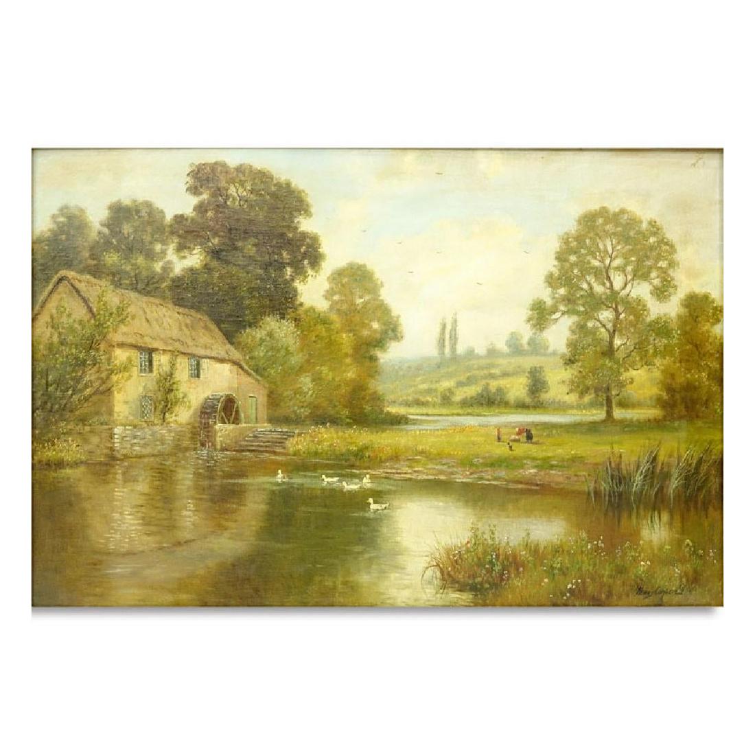 Henry Cooper, British (fl.1910 - 1935): Henry Cooper, British (fl.1910 - 1935) Oil on canvas "A Rural Scene". Signed lower right. Measures 20" x 30", frame measures 26-1/4" x 36-1/4". Condition: Craquelure overall good condition Estimate: $