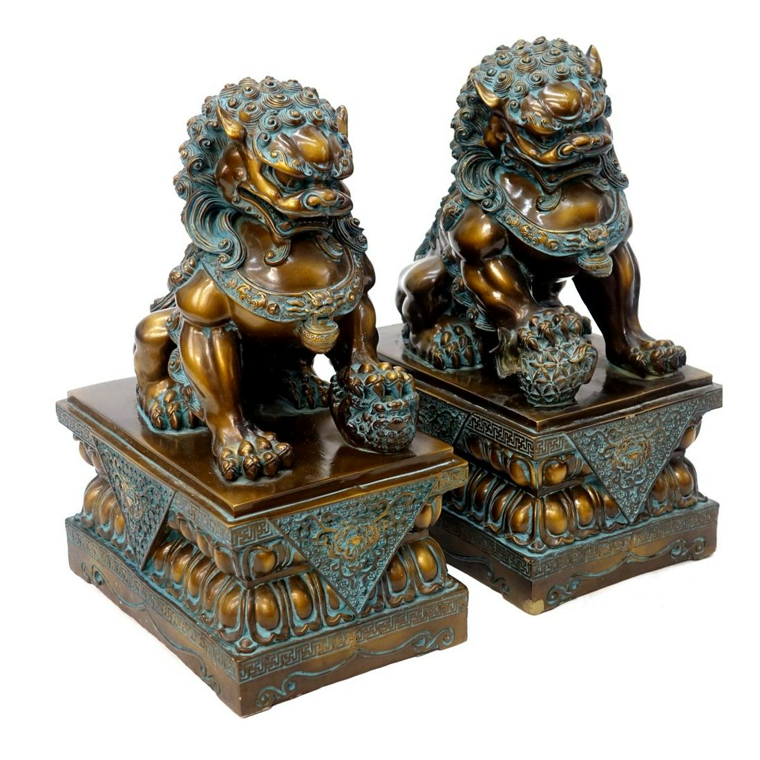 Pair of Large Chinese Foo Lion Sculptures (1 of 3)