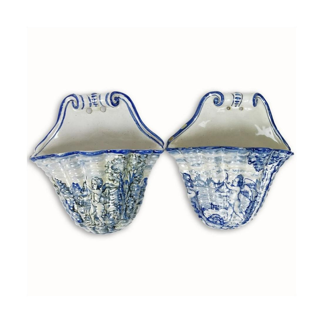 Pair of Italian Majolica Wall Pockets (1 of 5)