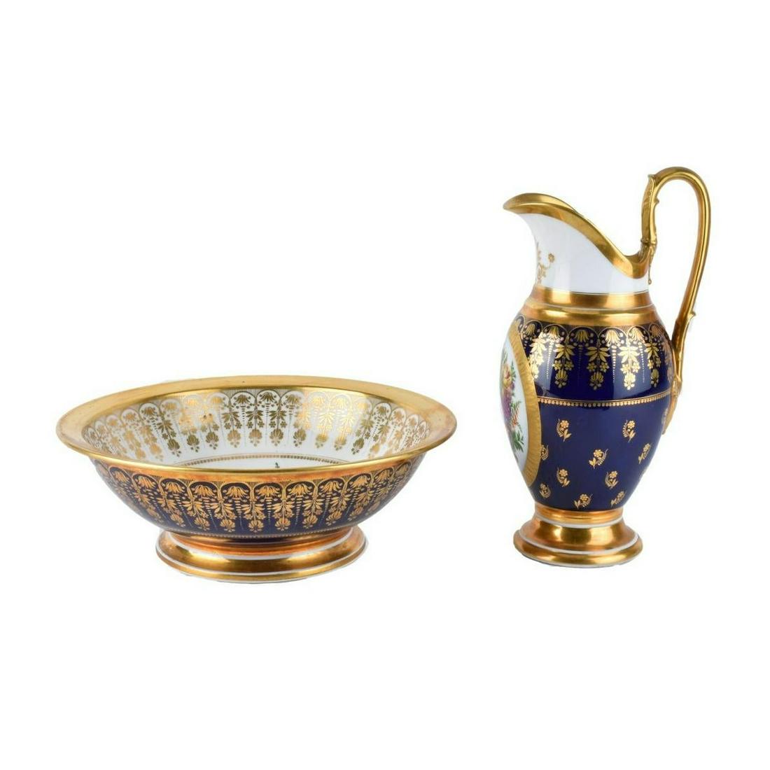 19th C. Old Paris Pitcher and Bowl (1 of 5)