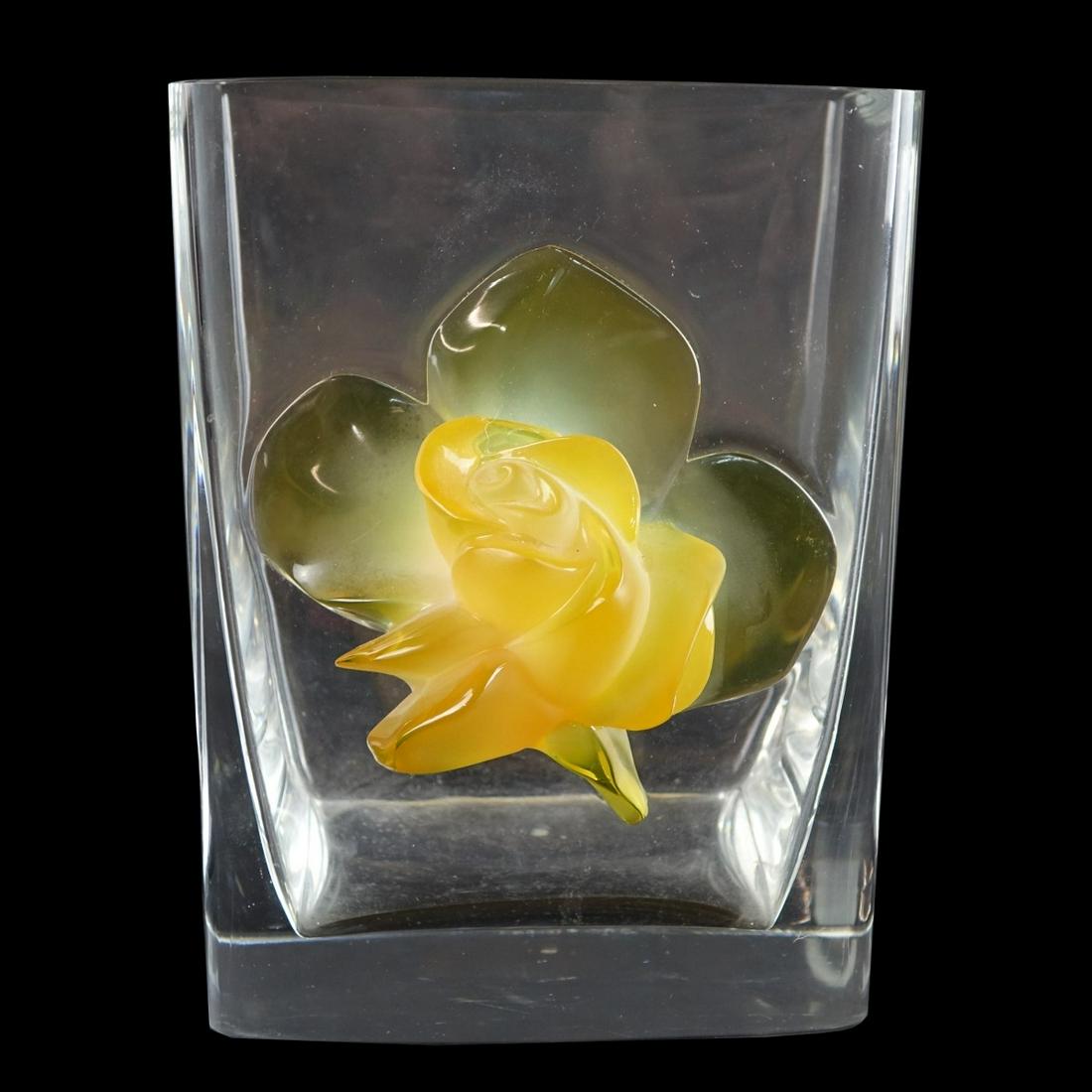 Lalique "Yellow Orchid" Crystal Vase (1 of 5)