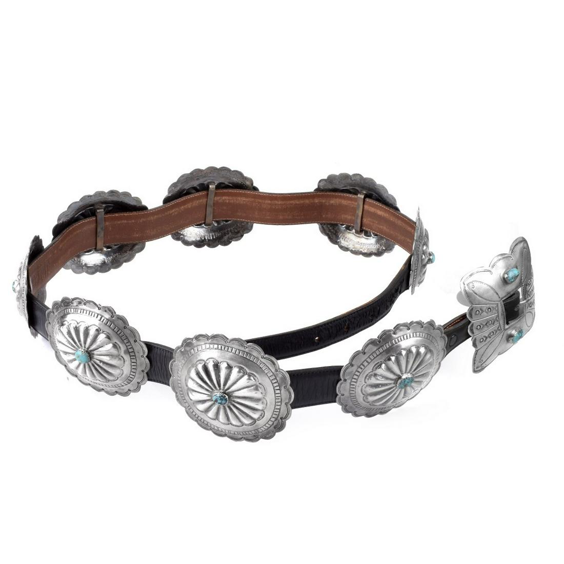 Navajo Silver and Turquoise Concho Belt (1 of 6)