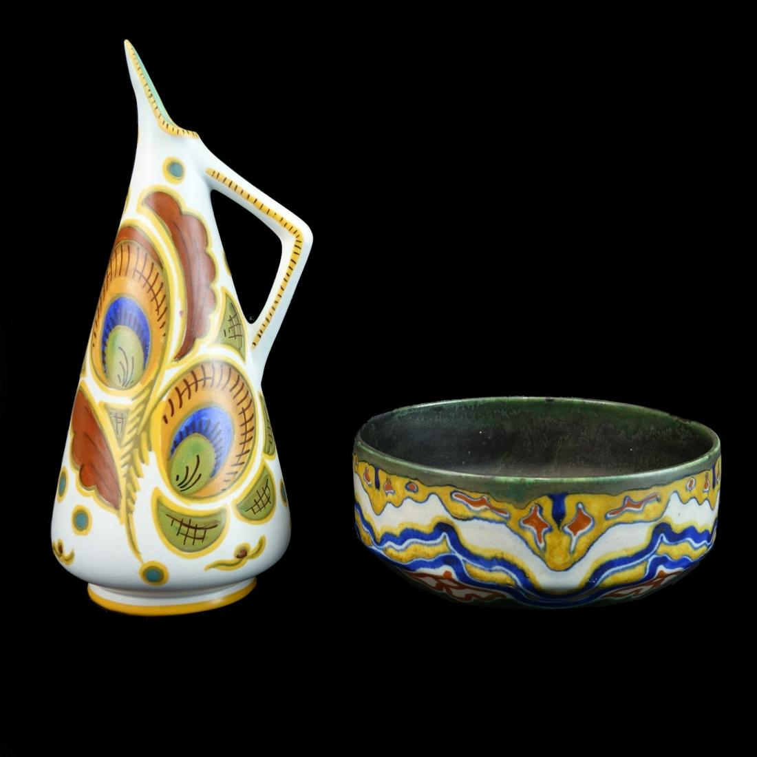 Two (2) Antique Gouda Pottery Tableware (1 of 5)