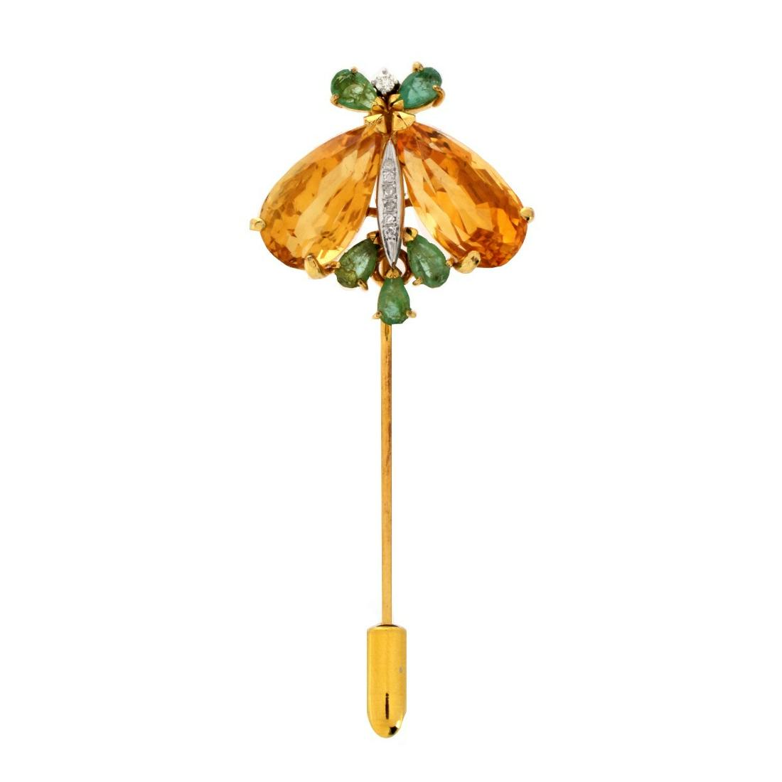 Citrine, Emerald, Diamond and 14K Pin (1 of 6)