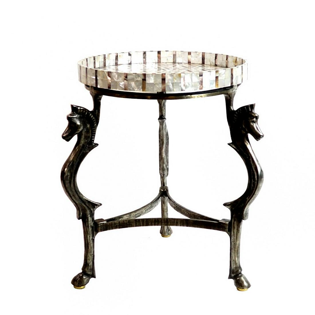 Modern Horse Head Table with MOP Tray Top (1 of 3)