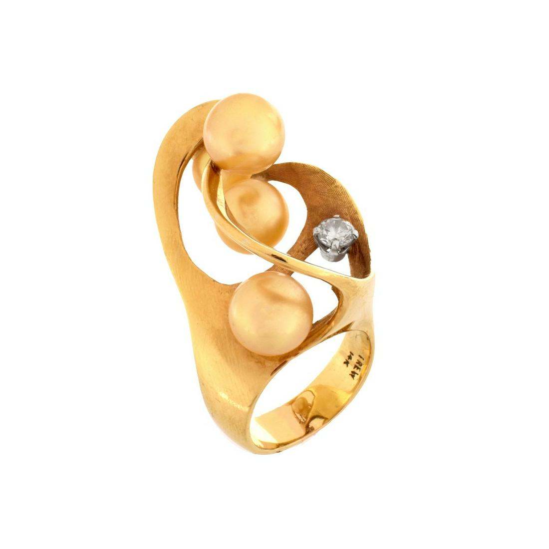 Pearl, Diamond and 14K Ring (1 of 7)