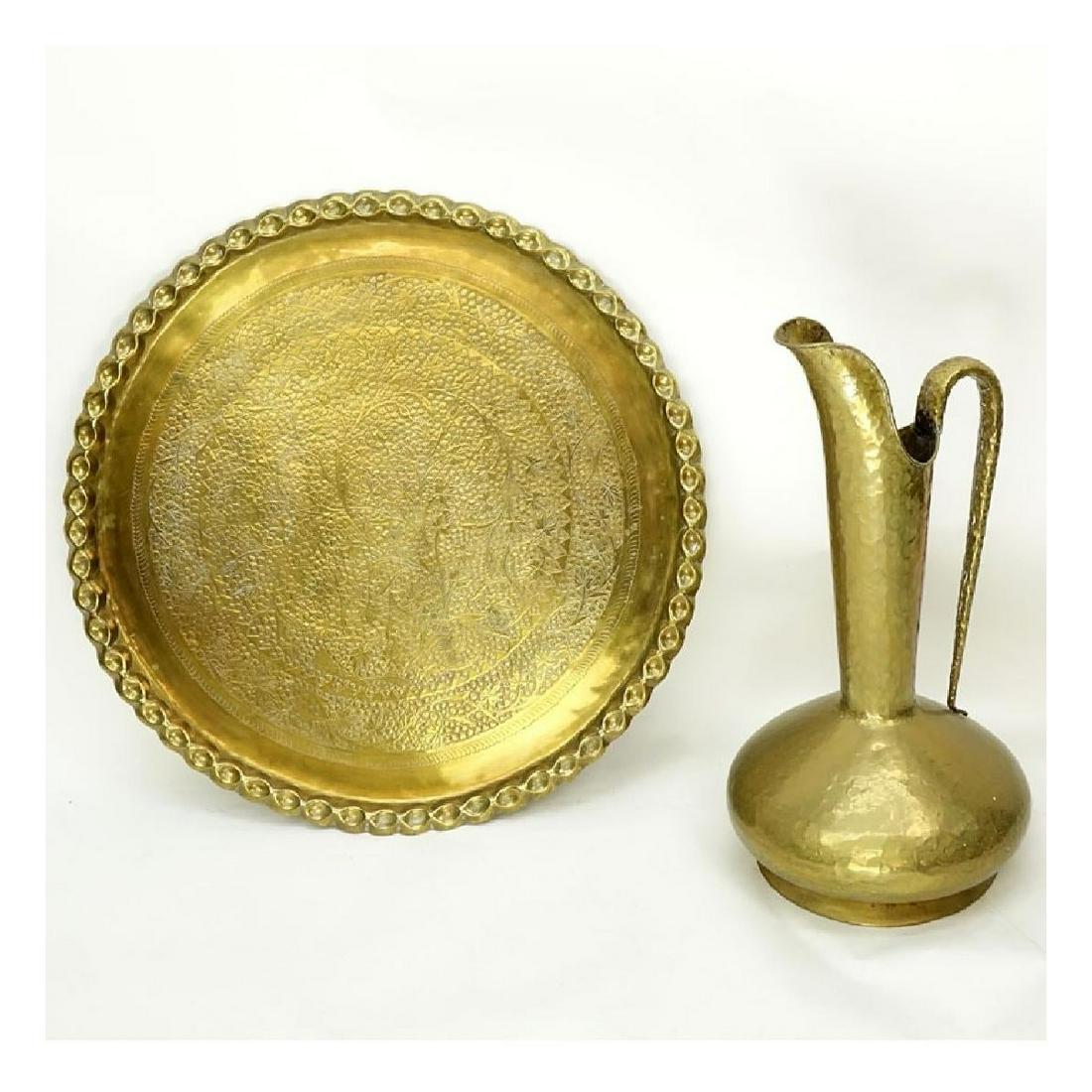 Grouping of a Large Brass Charger and Ewer (1 of 6)