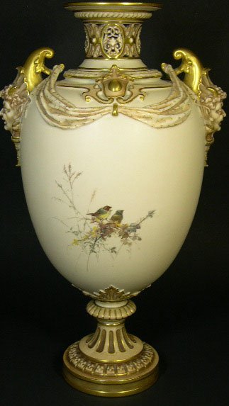 Exceptional 19C Royal Worcester Vase w/ HP Center  - 8