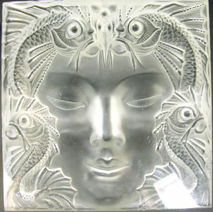 Very Heavy & Thick Lalique France Crystal Mask Scu - 5