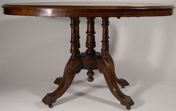 Early 19C Marquetry Inlaid Victorian Oval Carved W - 2