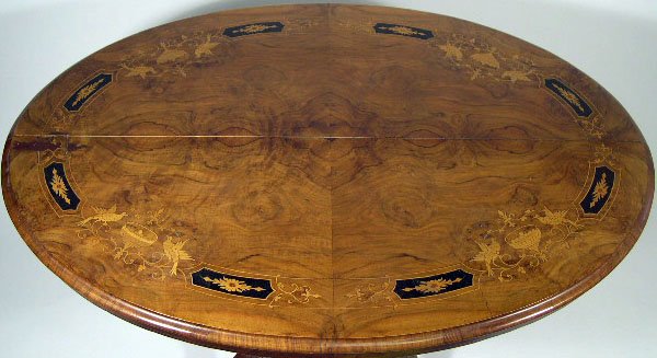 Early 19C Marquetry Inlaid Victorian Oval Carved W - 6