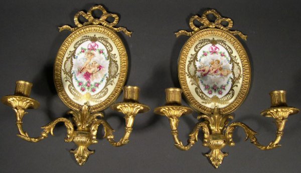 Pair of Early 20th Century Bronze Wall Mounted Sco