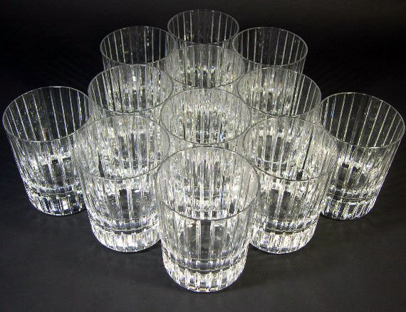 Set Of Twelve (12) Baccarat Crystal Rock Glasses I