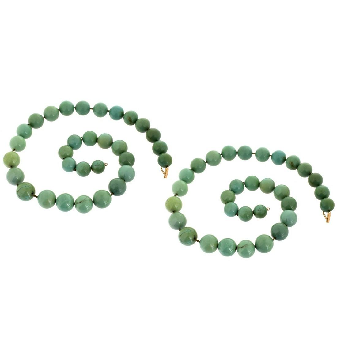 Two Turquoise Bead and 14K Necklaces (1 of 3)