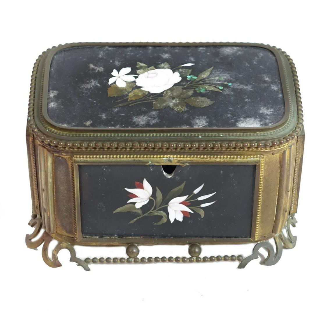 Antique French Bronze and Pietra Dura Box (1 of 3)