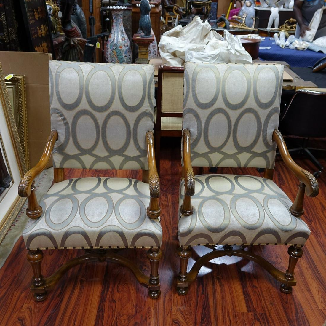 Pair of French Louis XIII Style Armchairs (1 of 3)
