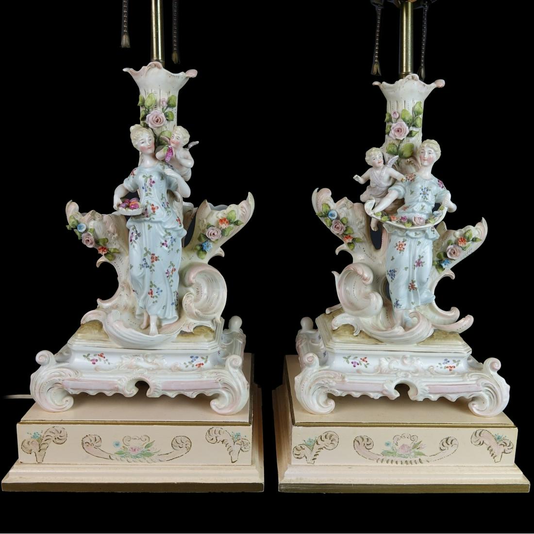 Pair of German Candlesticks Mounted as lamps (1 of 5)