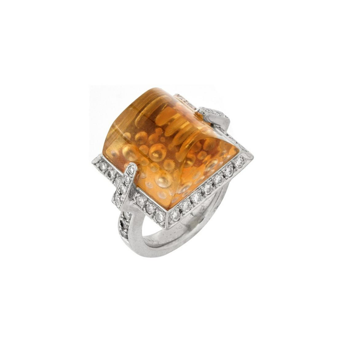 Citrine, Diamond and Platinum Ring. (1 of 5)
