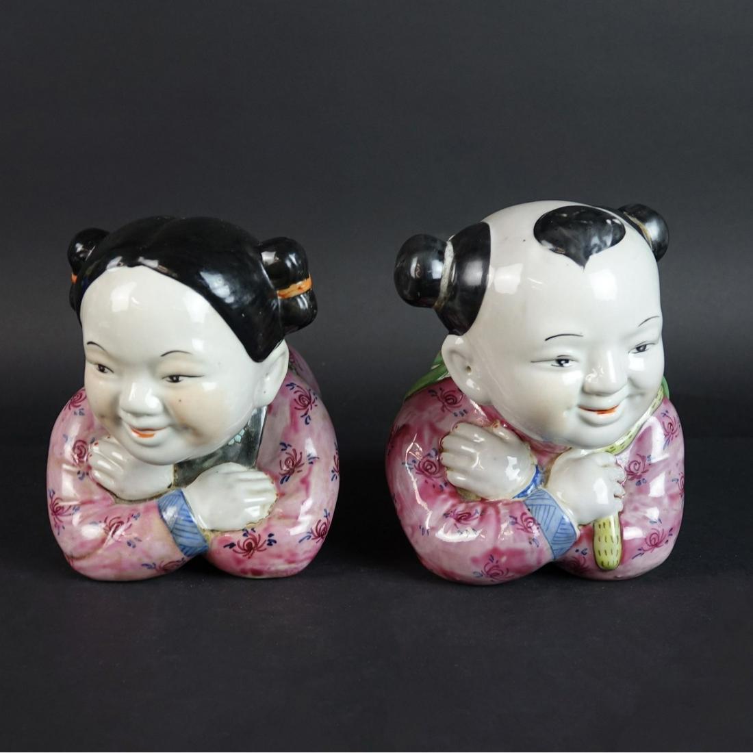Pair of Chinese Porcelain Pillow Babies (1 of 4)