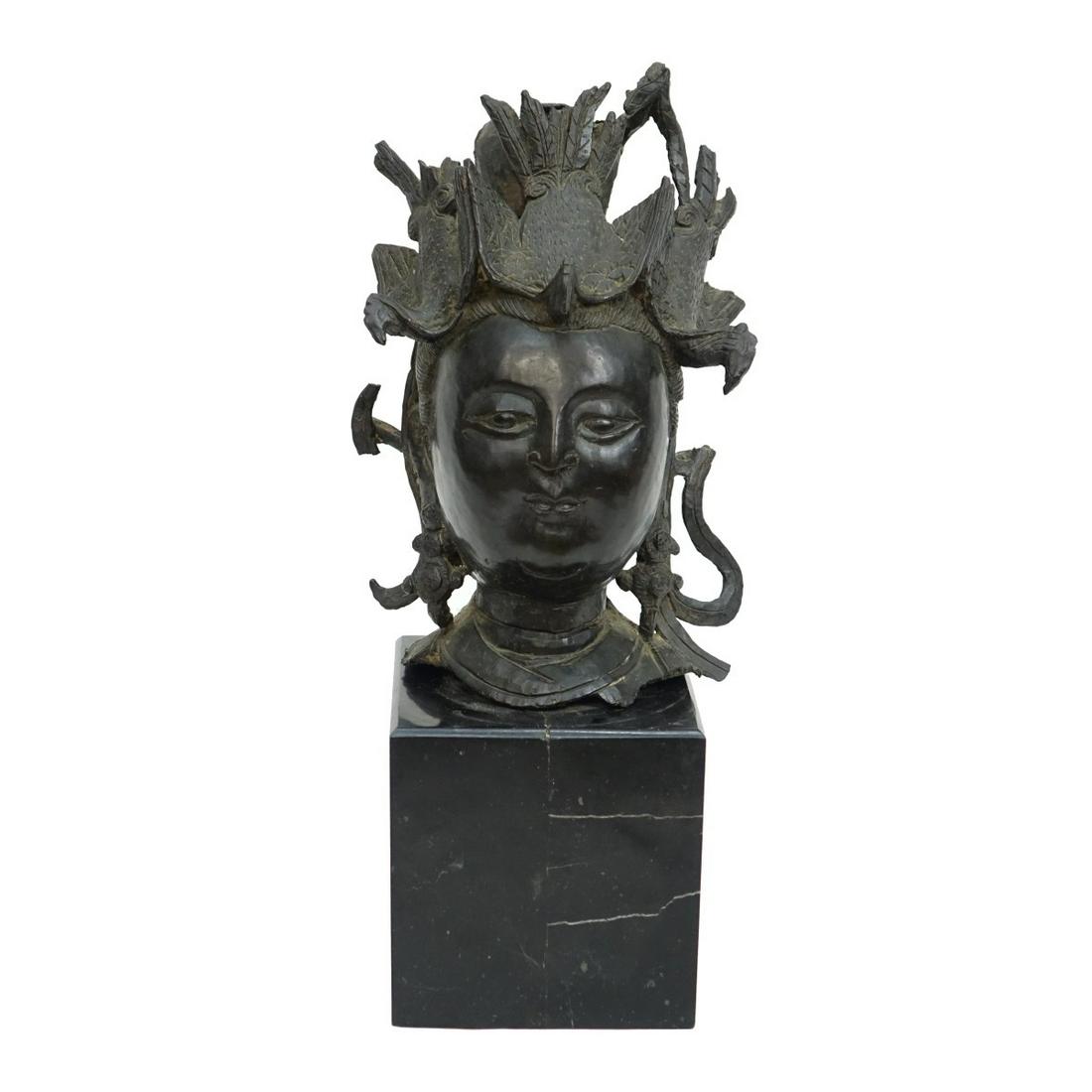 Antique Chinese Concrete Filled Bronze Head (1 of 3)