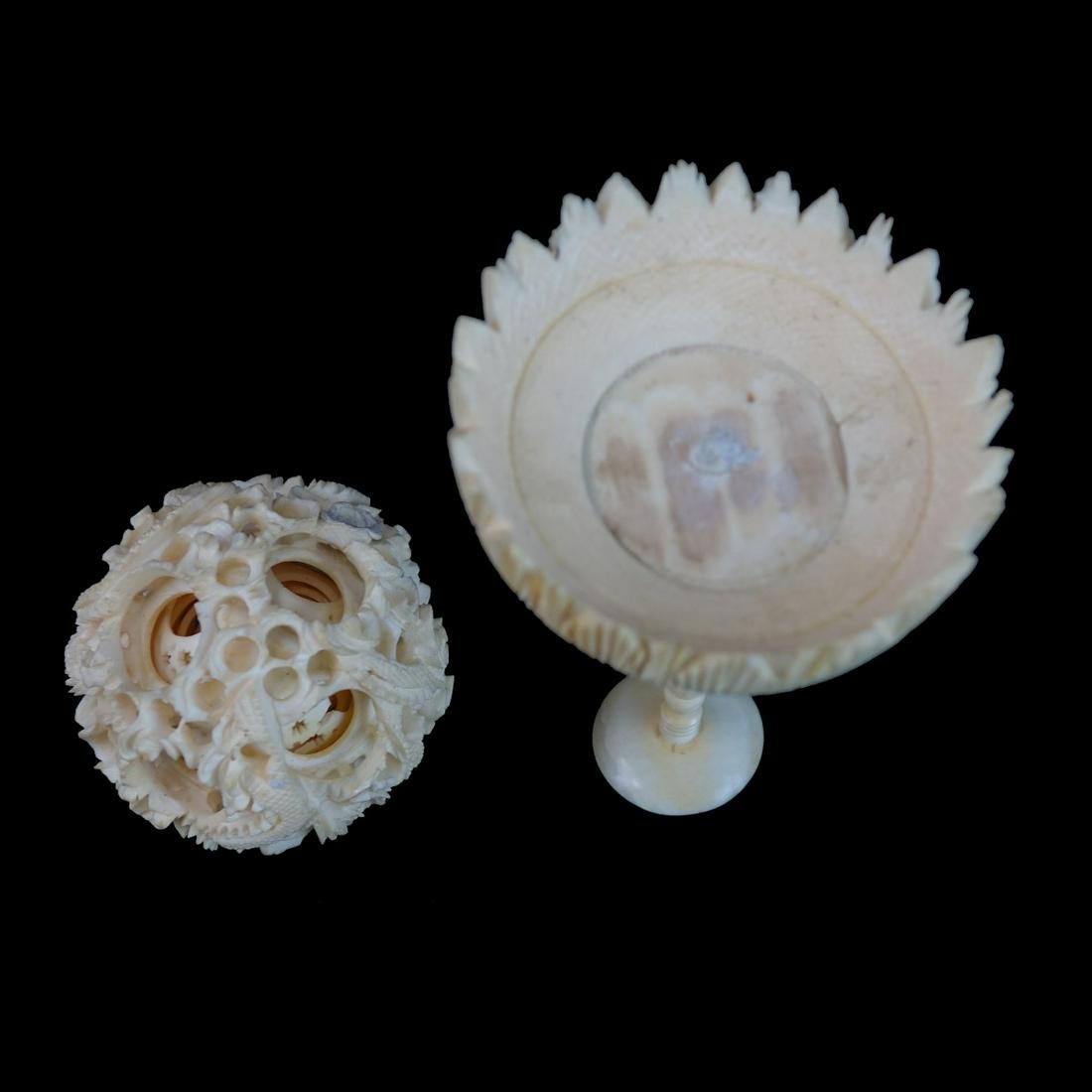 Antique Chinese Carved Concentric Ball with Stand (1 of 3)