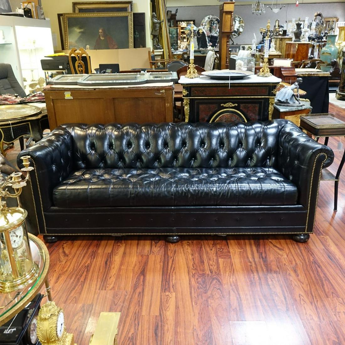20th C. Leather Chesterfield Sleeper Sofa (1 of 4)