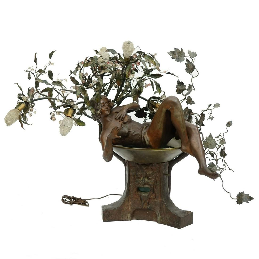 Large Mathurin Moreau Style French Spelter Lamp (1 of 2)