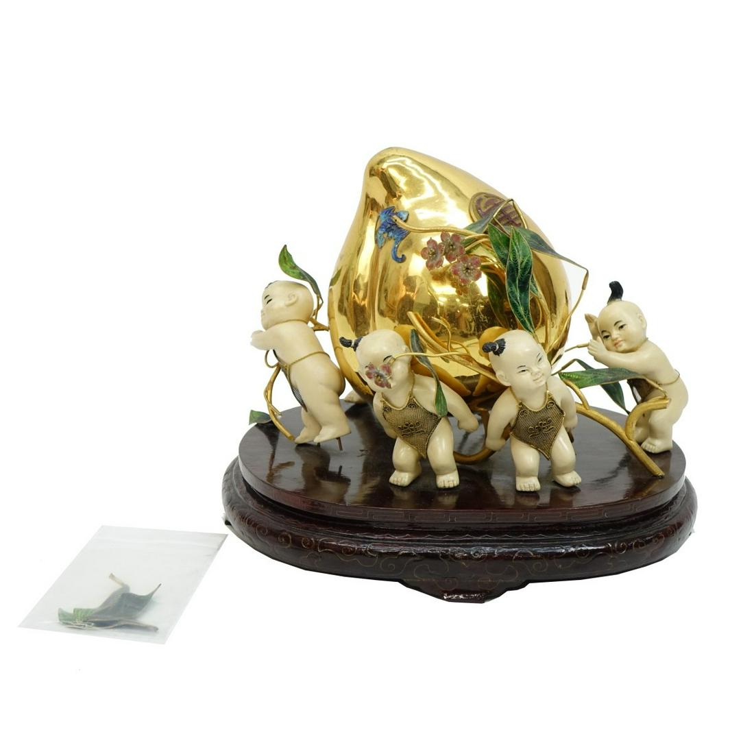 Vintage Chinese Composition and Metal Group (1 of 3)