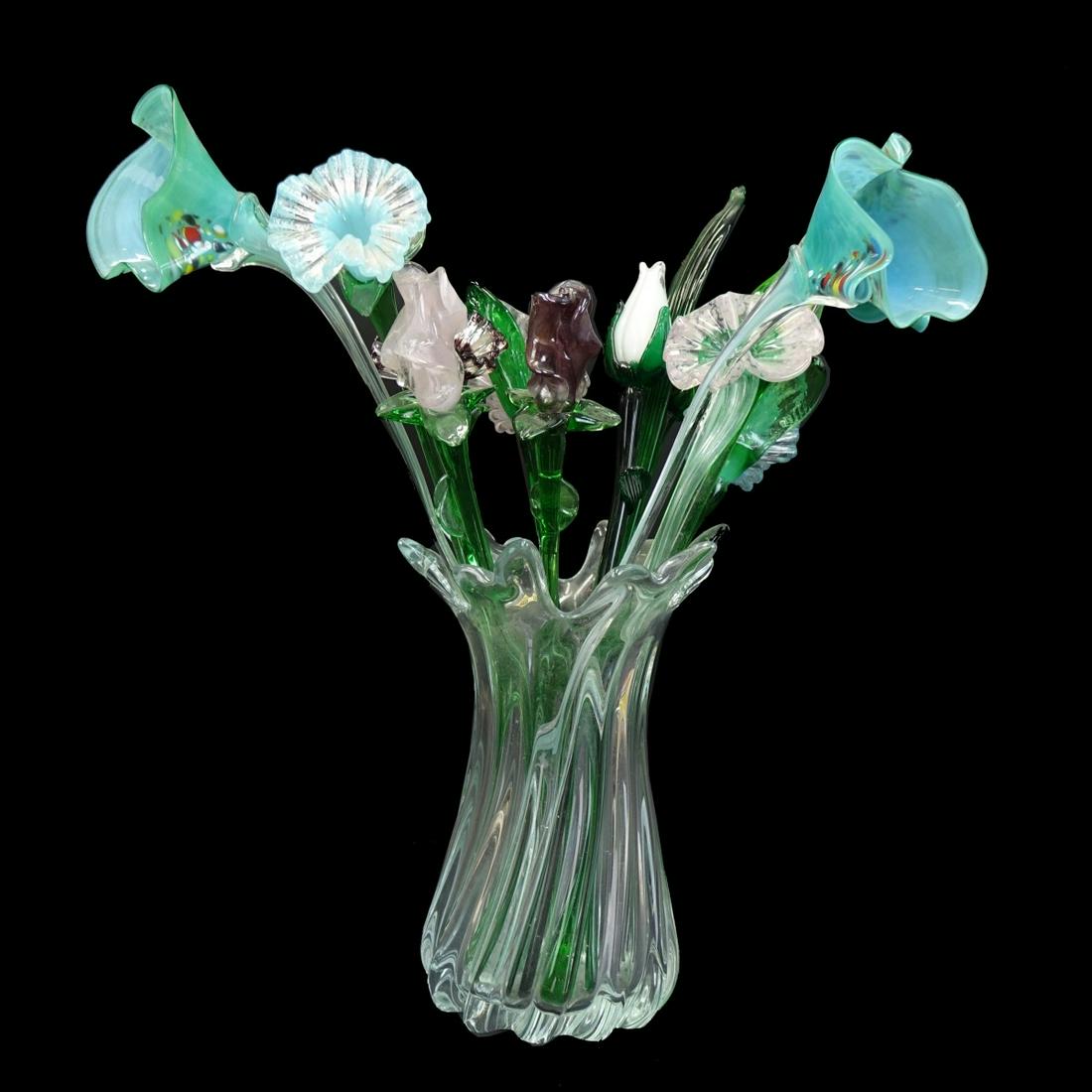 Chribska Glassworks Vase w/ Murano flowers (1 of 2)