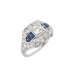 Diamond, Sapphire and Platinum Ring (1 of 6)