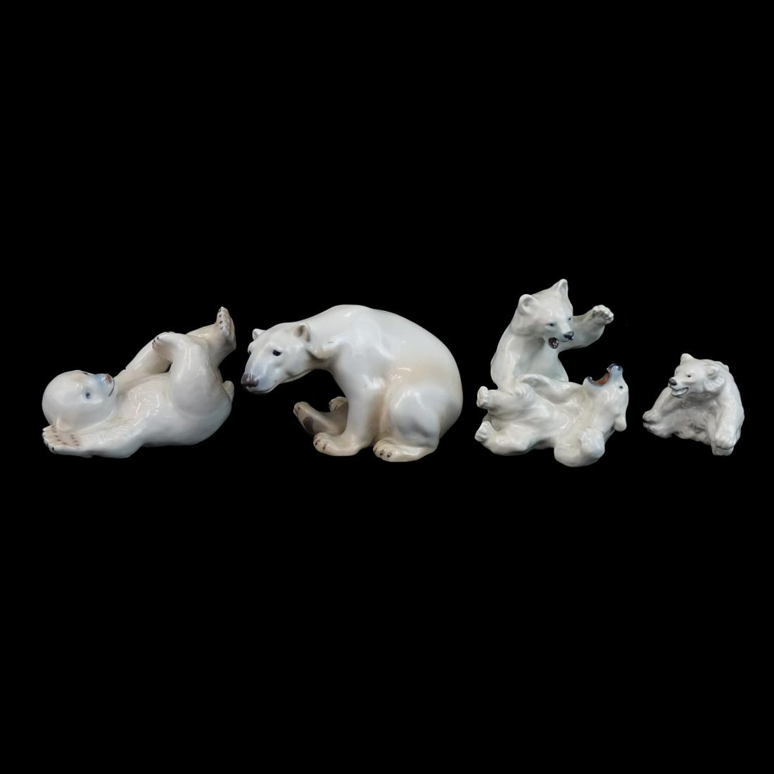 Four (4) Vintage Porcelain Polar Bear Figurines (1 of 2)