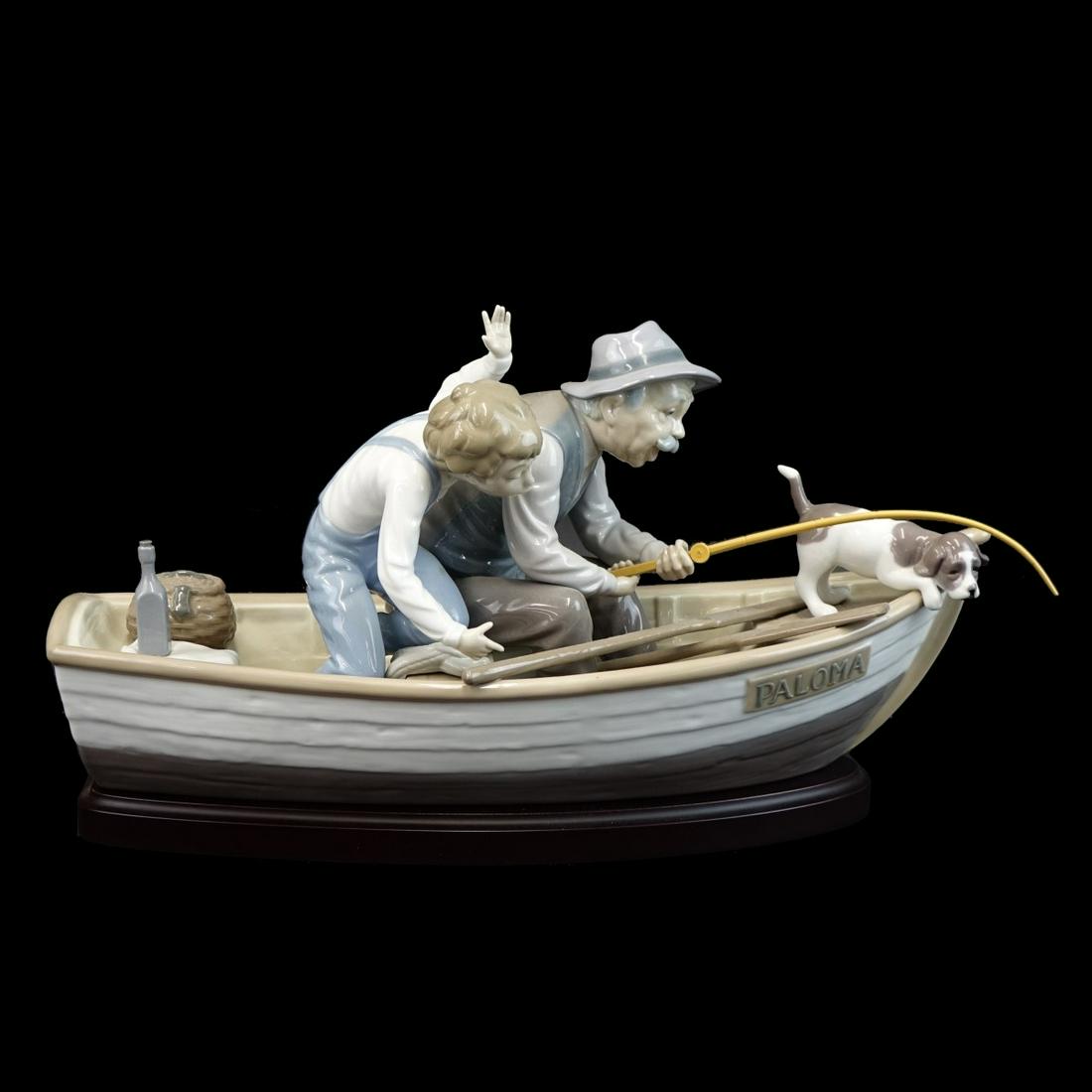 Lladro "Fishing with Gramps" Porcelain Sculpture (1 of 2)
