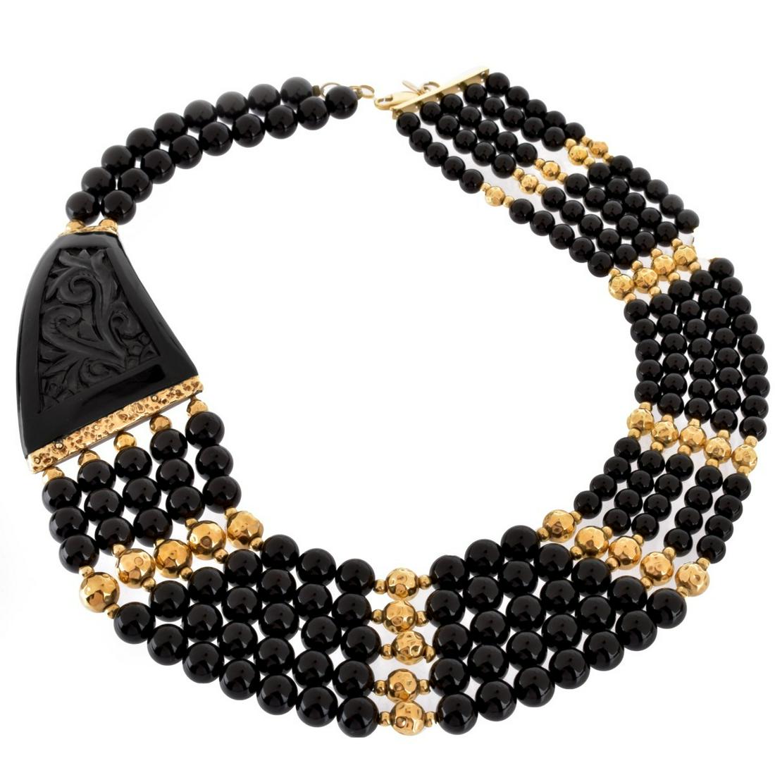 14K, Onyx and Horn Necklace (1 of 5)