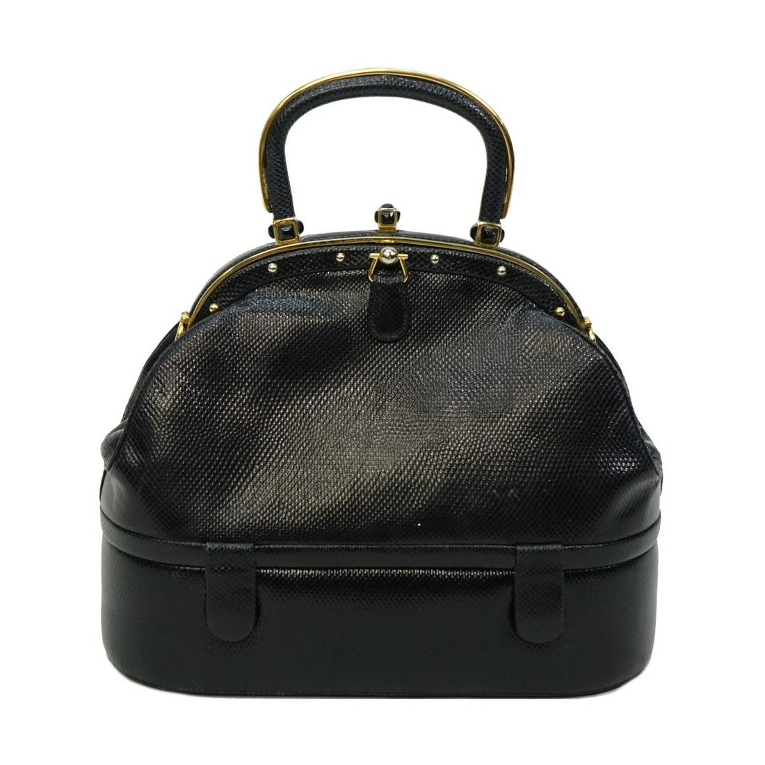 Vintage Judith Lieber Black Lizard Clutch Box (1 of 3)