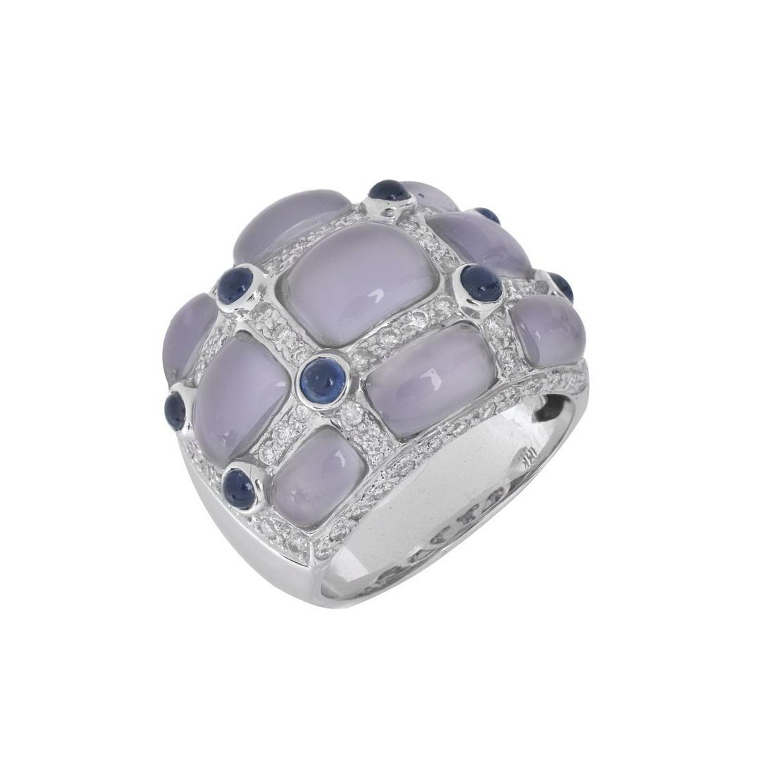 Chalcedony, Sapphire, Diamond and 18K Ring (1 of 6)