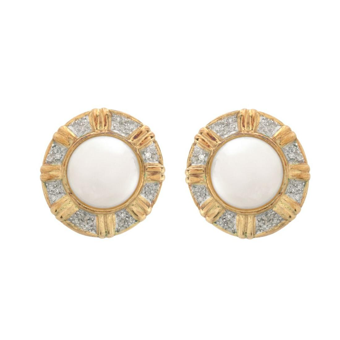 Mabe Pearl, Diamond and 14K Earrings (1 of 3)